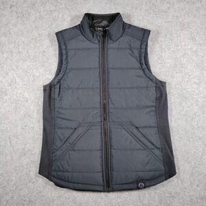 American Giant Mens Black Quilted Puffer Vest Full Zip Made in USA Small